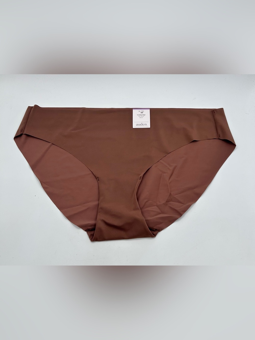 Auden Women's Invisible Edge Bikini Undies No Show Fray Free Brown XL 16 New